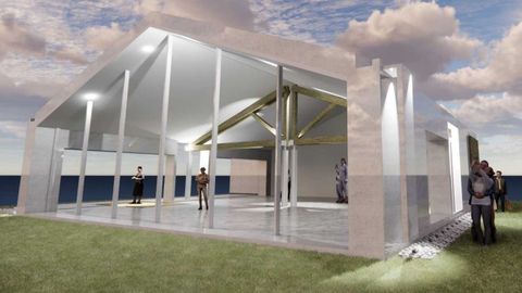 Recreación del proyecto de la nave acristalada y la Casa de la Pradera