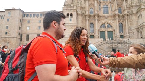 El piragüista David Cal y la jugadora de balonmano Begoña Fernández.