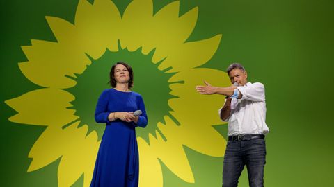 La candidata de Los Verdes, Annelena Barbock, ayer, tras conocer los primeros resultados de las elecciones en Alemania.