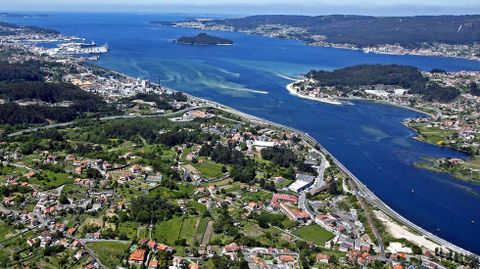 Vista aérea de la ría de Pontevedra