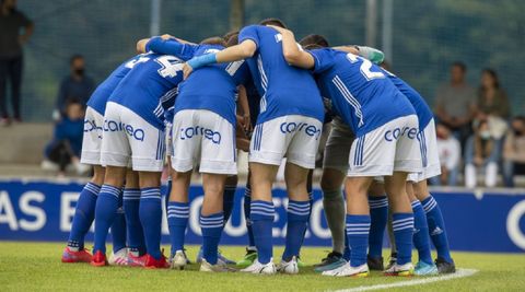 Los jugadores del juvenil A, antes del partido ante el Lugo