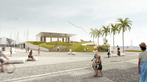 Reconstrucción idealizada del proyecto Batea en Tierra en Sanxenxo