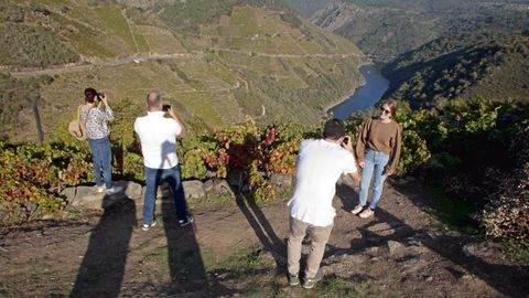 Gente en el mirador de Soutochao, en la Ribeira Sacra