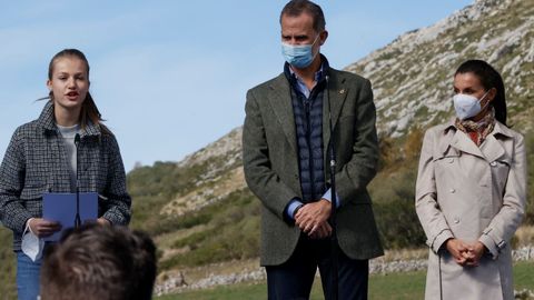 La infanta Leonor, durante su intervención en el acto de la visita al pueblo ejemplar de Asturias 2021