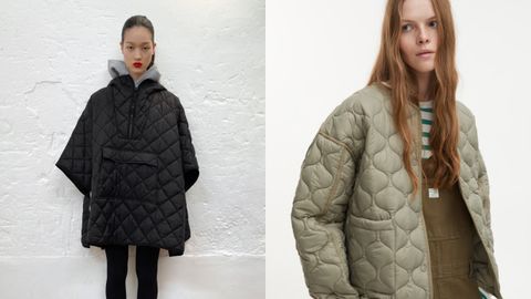 Una versión capa de Zara de la chaqueta colcha y otra cazadora guateada de Pull and Bear