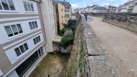 La Muralla de Lugo, a su paso por la Praza do Ferrol. 