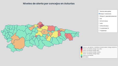 Mapa de incidencia del coronavirus por concejos