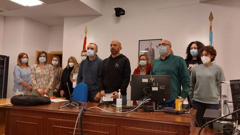 Varios funcionarios de los juzgados acudieron a la rueda de prensa de Alternativa da Xustiza en Lugo. 
