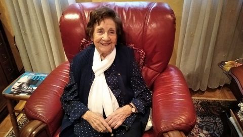 Maricuela, en su domicilio, el año pasado, cuando cumplía 102 años