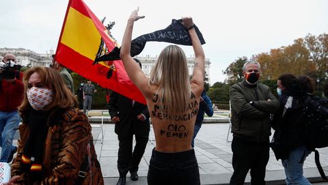 Una manifestante de Femen, en el acto de conmemoración del 20N