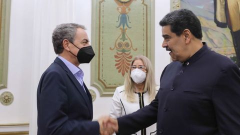 El expresidente Zapatero con Maduro en el Palacio de Miraflores.