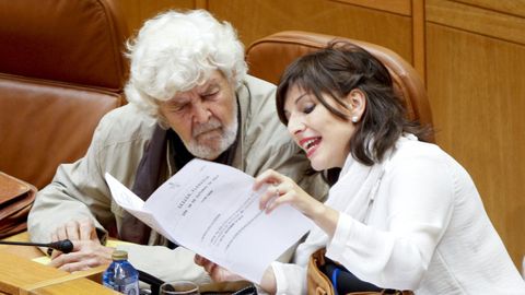 Xosé Manuel Beiras y Yolanda Díaz, en el Parlamento en el año 2014