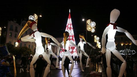 Inauguración de las luces de la Navidad del 2020 en Pontevedra.