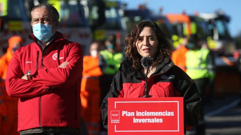 La presidenta de la Comunidad de Madrid, Isabel Daz Ayuso, anunciando hoy el dispositivo del Plan de Inclemencias Invernales.