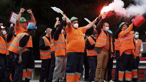 Corte de tráfico de los trabajadores de Vestas en Ourol