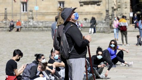 La plaza del Obradoiro llenaba de turistas y peregrinos en Semana Santa.