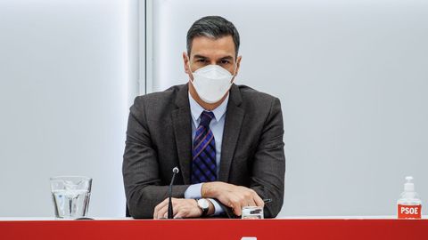 El presidente del Gobierno, Pedro Sánchez, en una reunión de la ejecutiva del PSOE.