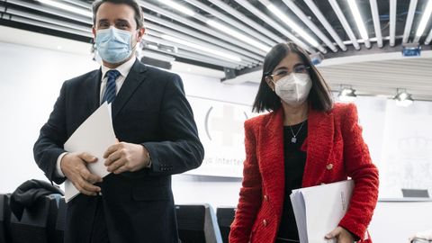 Cristobal Belda y Carolina Darias en la comparecencia de este miércoles