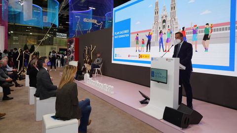 El secretario de Estado de Turismo, Fernando Valdés, en la presentación del Plan Xacobeo Next Generation en Fitur.