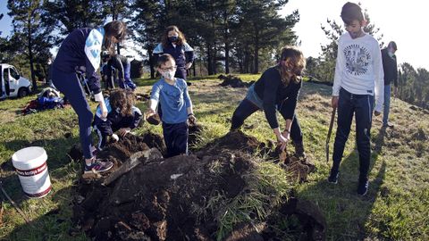 PLANTACIÓN DE CASTAÑOS POR PARTE DE ALUMNOS DE LOS COLEGIOS O GRUPO Y BAYÓN EN EL PARQUE PERIURBANO DE SAN ROQUE.