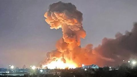 Una de las primeras explosiones en Kiev, la capital de Ucrania, el 24 de febrero del 2022