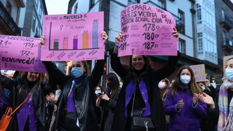 Las manifestantes protestaron contra la desigualdad laboral y contra la violencia contra las mujeres, entre otras reivindicaciones.