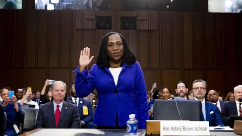 Ketanji Brown Jackson, este lunes ante el comit que la analiza en el Senado para ser jueza del Tribunal Supremo de Estados Unidos