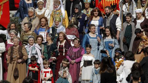 Pblico ataviado con trajes de poca en la Festa Medieval de Monforte del 2019, la ltima celebrada hasta ahora