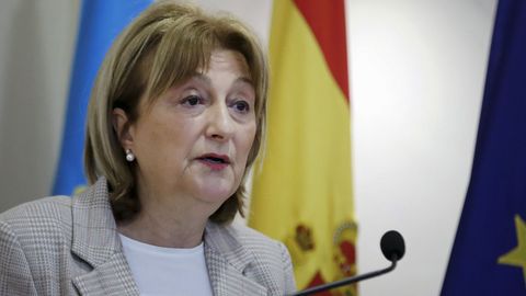 La delegada del Gobierno en Asturias, Delia Losa, presentó en rueda de prensa las medidas para Asturias del plan de choque aprobado en Consejo de Ministros para hacer frente a la crisis