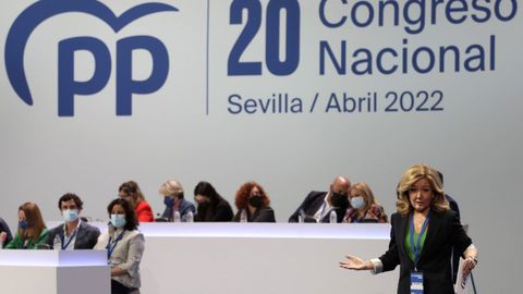 La presidenta del PP en Asturias, Mara Teresa Mallada durante el XX Congreso Nacional del partido en Sevilla que comienza este viernes y que elegir por aclamacin a su nuevo presidente: Alberto Nez Feijo.