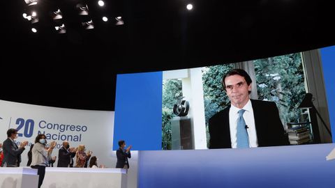 José María Aznar intervino en el Congreso por videoconferencia