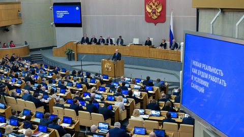 La Duma, el pasado jueves, durante una intervención del primer ministro ruso, Mijail Mishustin