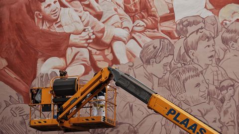 Mural sobre el  Mieres del futuro
