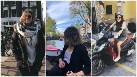 Eva en Ámsterdam (en las dos primeras imágenes) y en moto en Italia. 