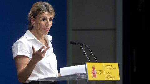 Yolanda Díaz en una comparecencia tras reunirse con las principales asociaciones de autónomos el pasado viernes