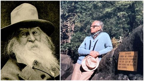 Unha foto do poeta Walt Whitman, a quen traduciu ao galego Delgado Gurriarán (na imaxe da dereita, cedida polos herdeiros do autor).