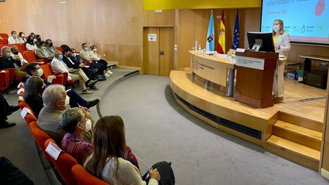 Ana Pastor durante su intervención en la jornada de Montecelo sobre el presente y el futuro de la salud mental en Galicia