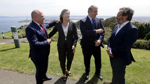 De izquierda a derecha, el presidente ejecutivo de Chocolates Valor, Pedro López; la consejera delegada del Grupo Lence, Carmen Lence; el consejero delegado de Calvo, Mané Calvo, y el presidente de la Asociación de Empresas de Gran Consumo (Aecoc) y director general de Pescanova, Ignacio González.