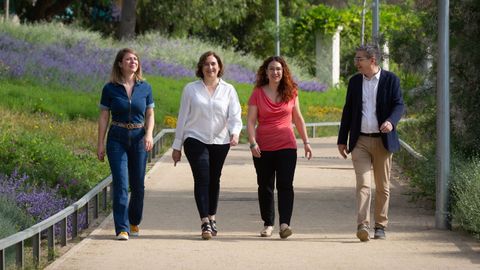 La alcaldesa de Barcelona, Ada Colau, y los tenientes de alcalde Janet Sanz, Laura Pérez y Jordi Martí.