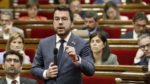 El presidente catalán, Pere Aragonès, este míércoles en el Parlamento autonómico