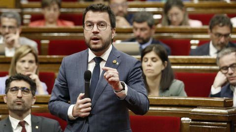 El presidente de la Generalitat, Pere Aragons, durante una intervencin en el Parlamento autonmico