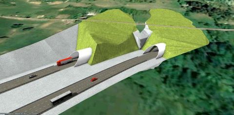 Uno de los túneles que atravesaría el Naranco con la porpuesta del Gobierno para la ronda norte de Oviedo