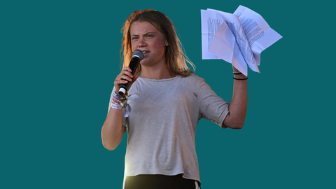 Greta Thunberg en el festival de Glastonbury.
