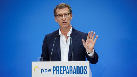 Feijoo durante las jornadas Fortalecer Europa con una alternativa para la mayoría en San Lorenzo de El Escorial, Madrid