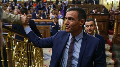 El presidente del Gobierno, Pedro Sánchez, tras la votación de propuestas en el debate sobre el estado de la nación.