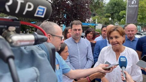 La presidenta de Foro Asturias, Carmen Moriyón, en su visita a la Feria de Muestras