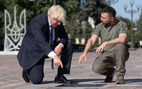 El primer ministro britnico, Boris Johnson, y el presidente de Ucrania, Volodmir Zelenski, el pasado 24 de agosto, durante una visita del premier a Kiev