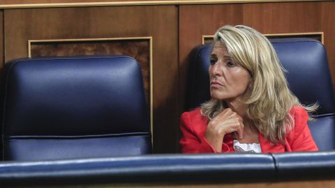 Yolanda Díaz, durante la sesión extraordinaria en el Congreso el pasado 25 de agosto.