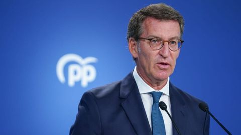 El presidente del PP, Alberto Núñez Feijoo, en el Comité de Dirección del partido del lunes.