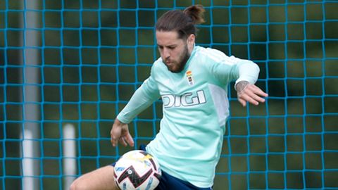 Miguelón, durante un entrenamiento en El Requexón